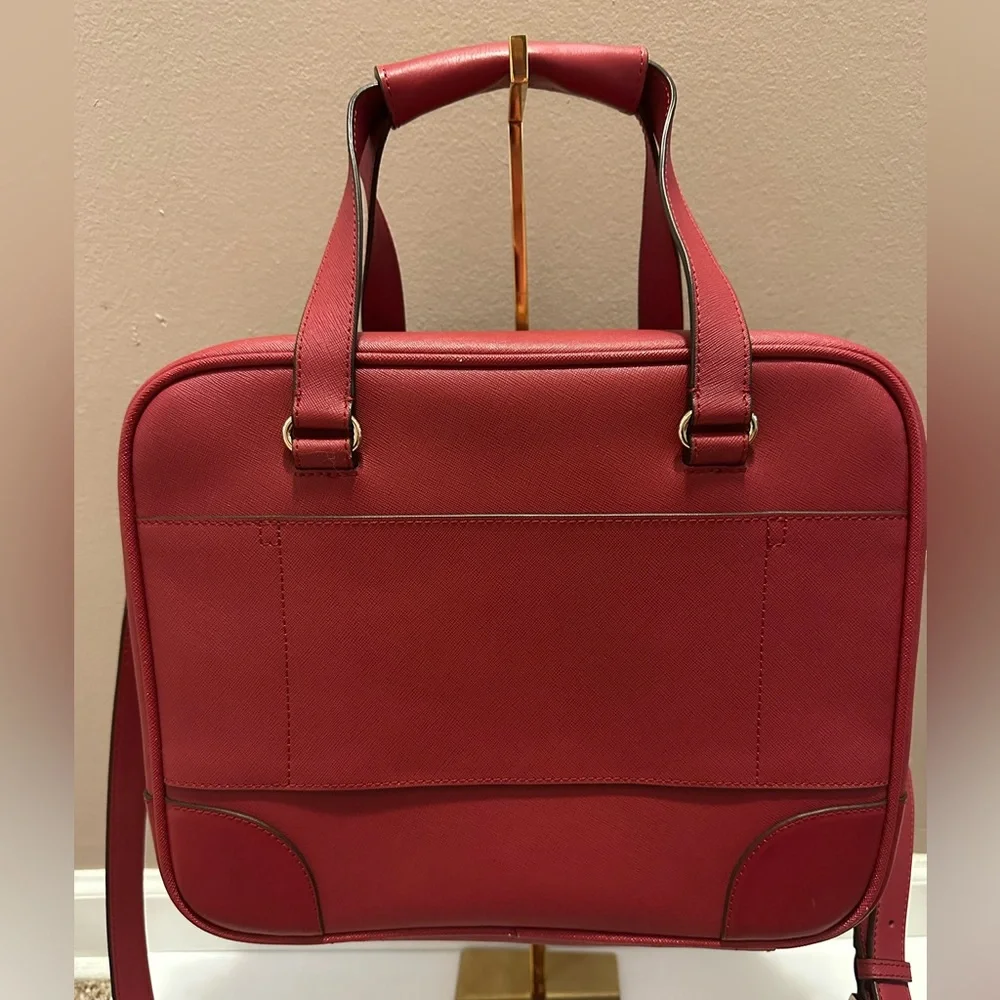 Kate Spade EUC Red Saffiano Leather Bon Voyage Suitcase Topper Travel Bag
